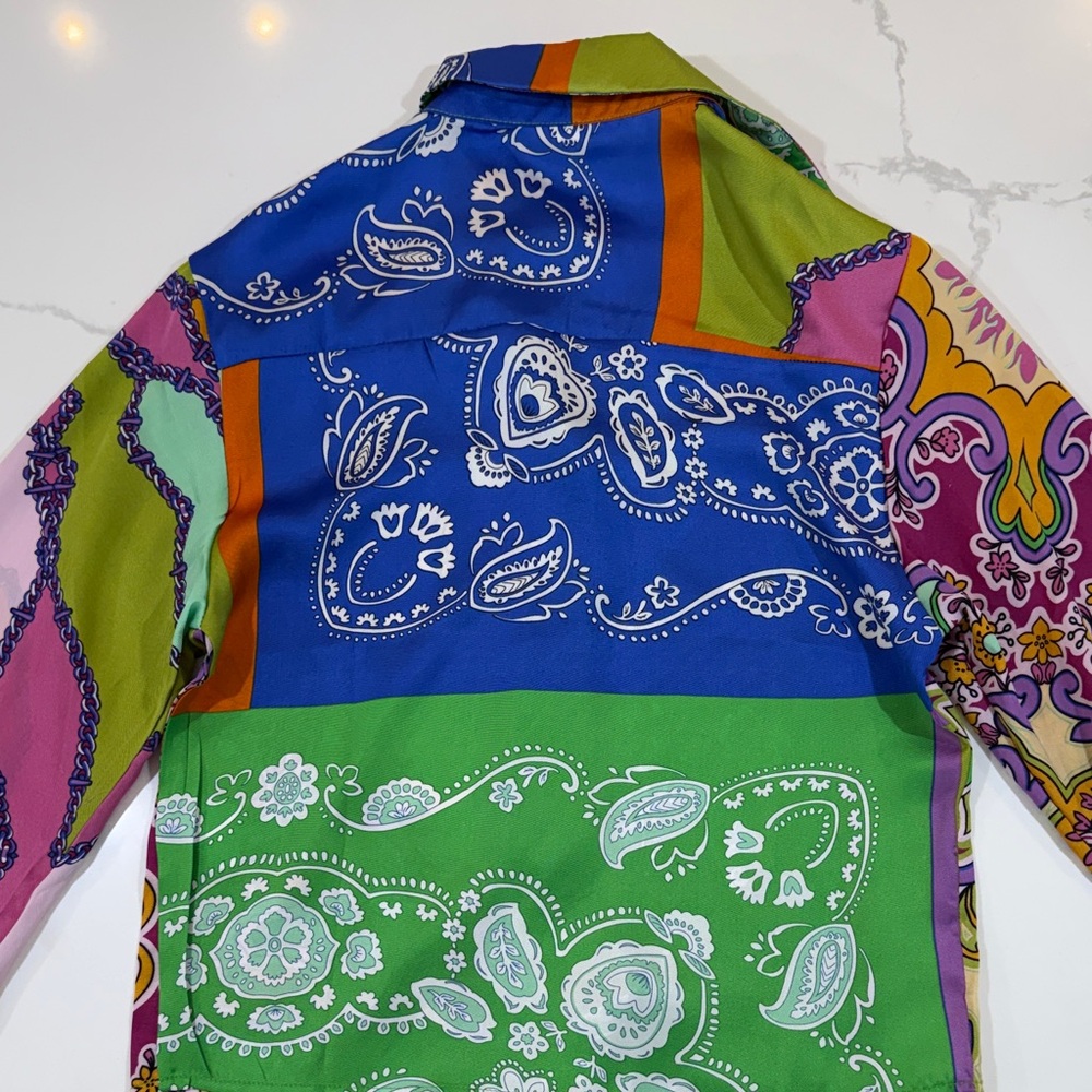 Colorful Patchwork Button-Up Shirt - Picture 3 of 3